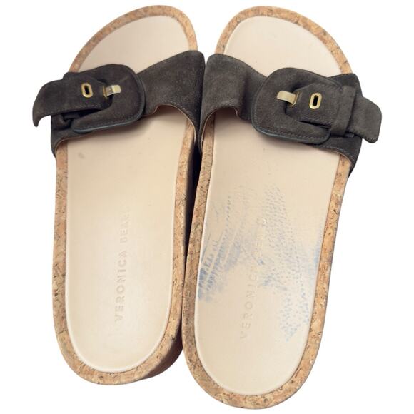 VERONICA BEARD Dixie Platform Slide Sandal In Olive/Brown Size 9 - Picture 6 of 10